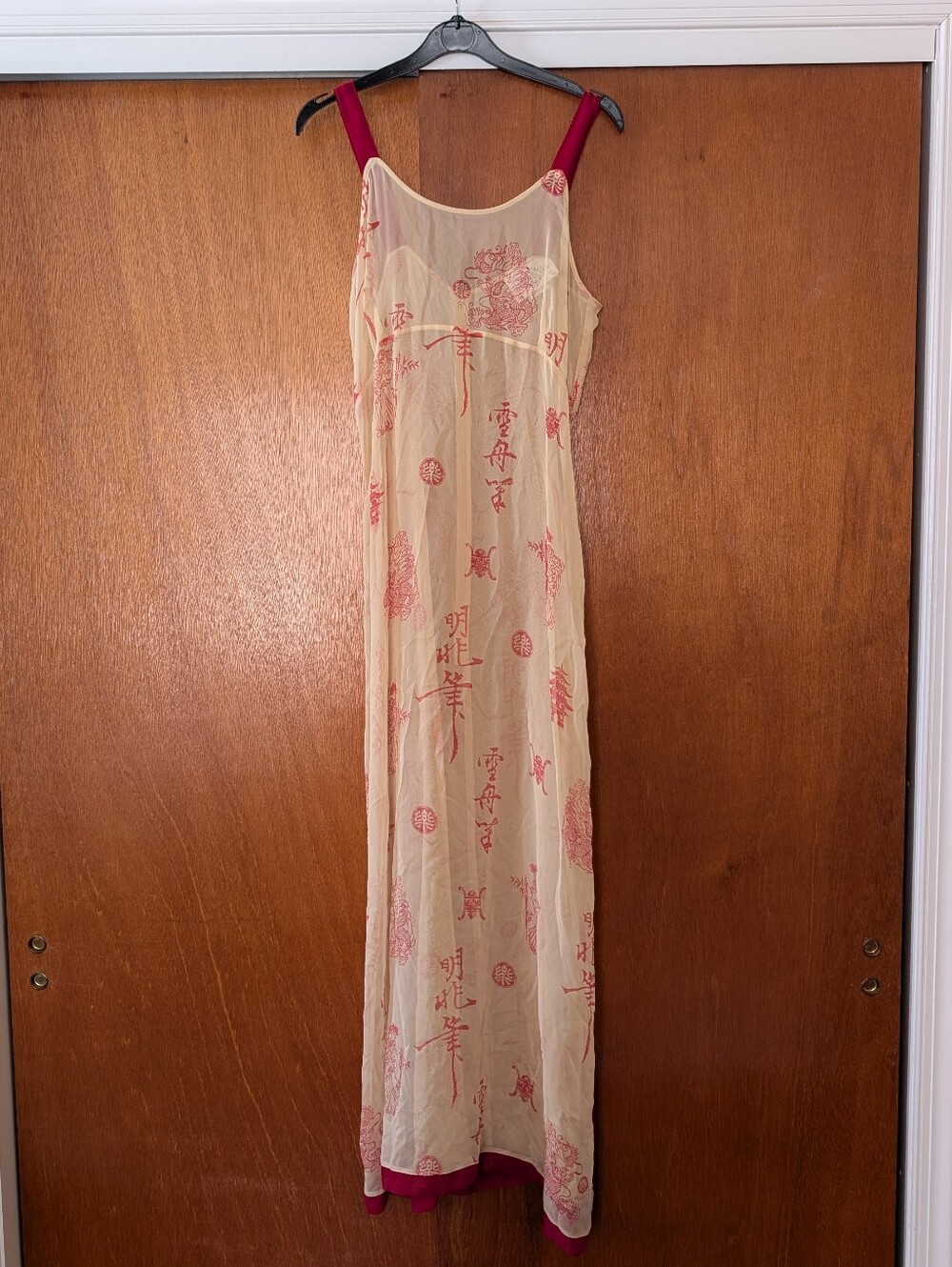 Vintage 90s Y2k Chinese Semi Sheer Ivory Dress